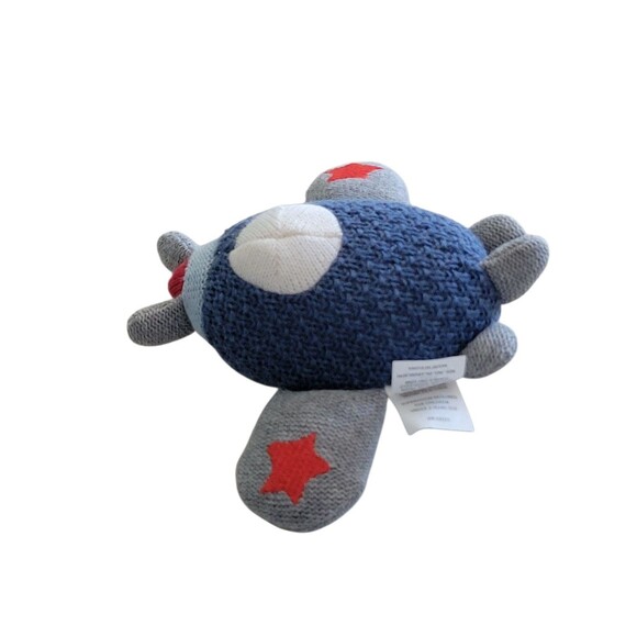 Mud Pie Knit Plush Rattle Airplane Baby Infant 4.5" - Picture 2 of 6